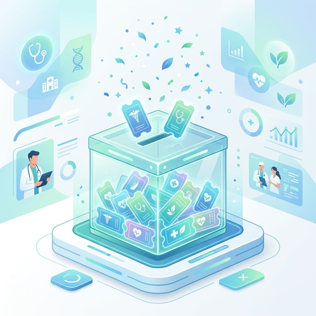 Profissional de saúde realizando um sorteio seguro na base de pacientes usando sistema digital