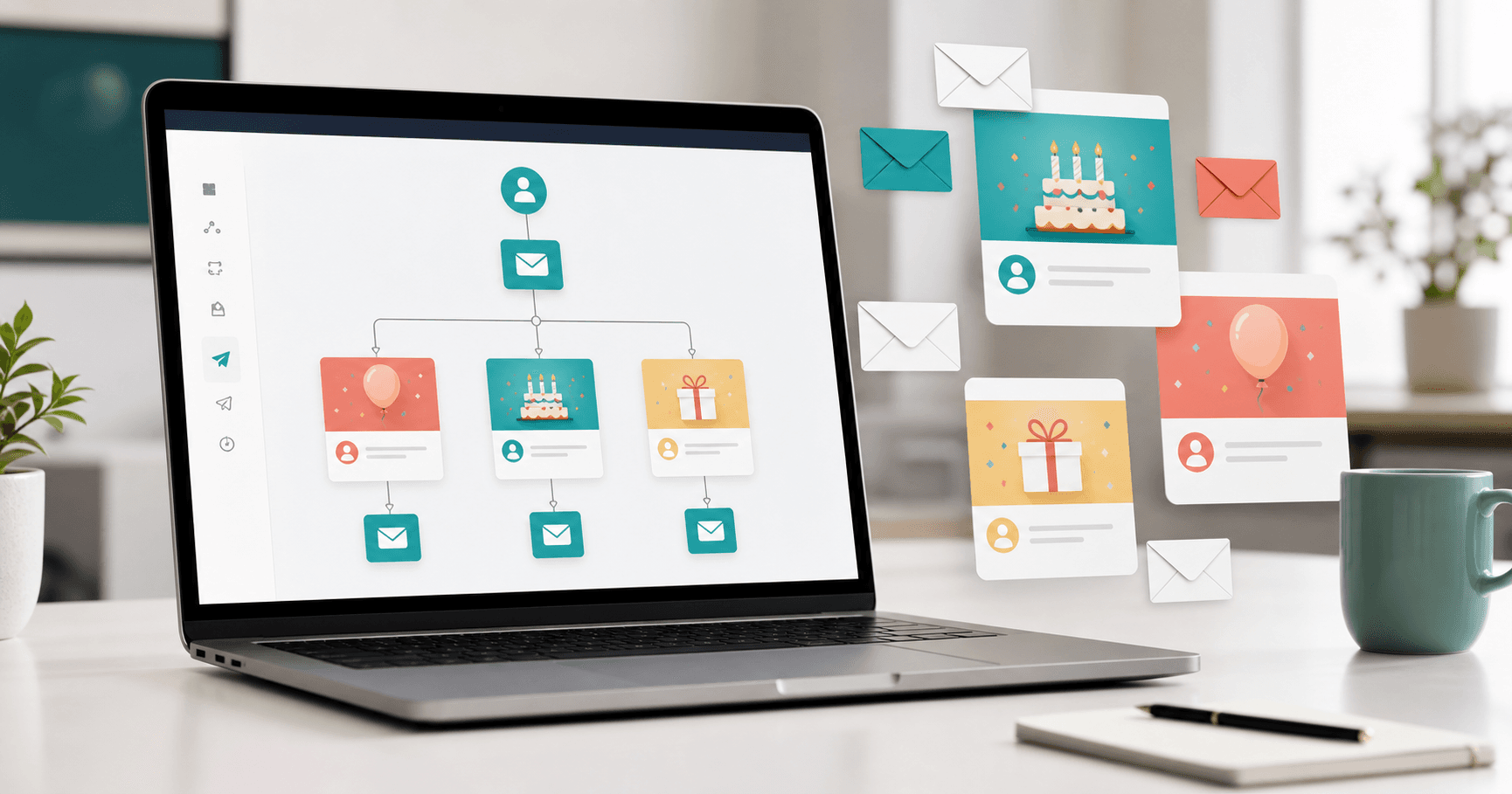 Tela de automação de email de aniversário automático para clientes no Niverly
