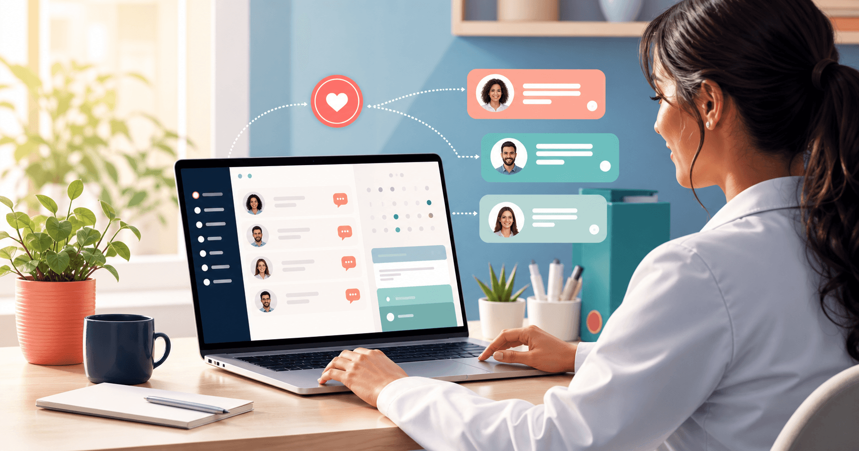 Healthcare professional setting automated birthday messages for patients inside a simple CRM