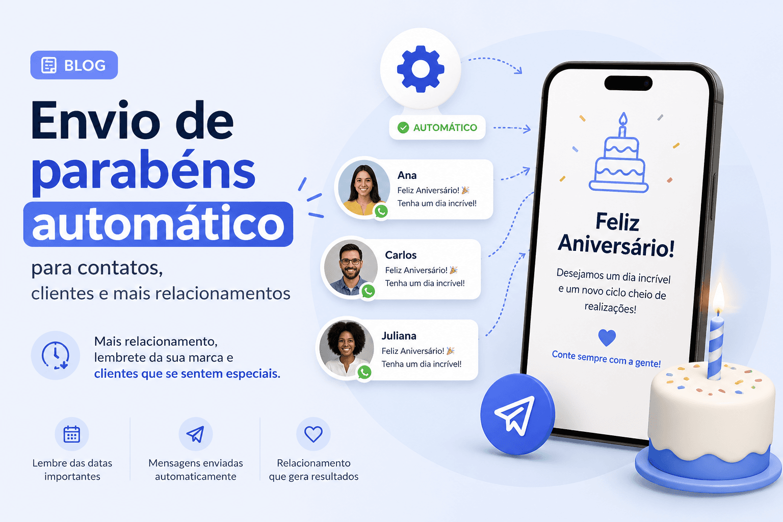 Profissional configurando envio automático de parabéns de aniversário para clientes no Niverly