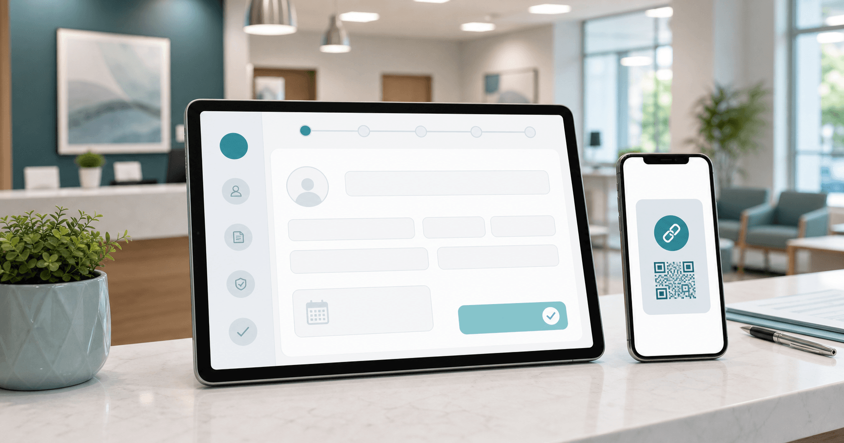 Patient filling a one-link registration form before an appointment in Niverly
