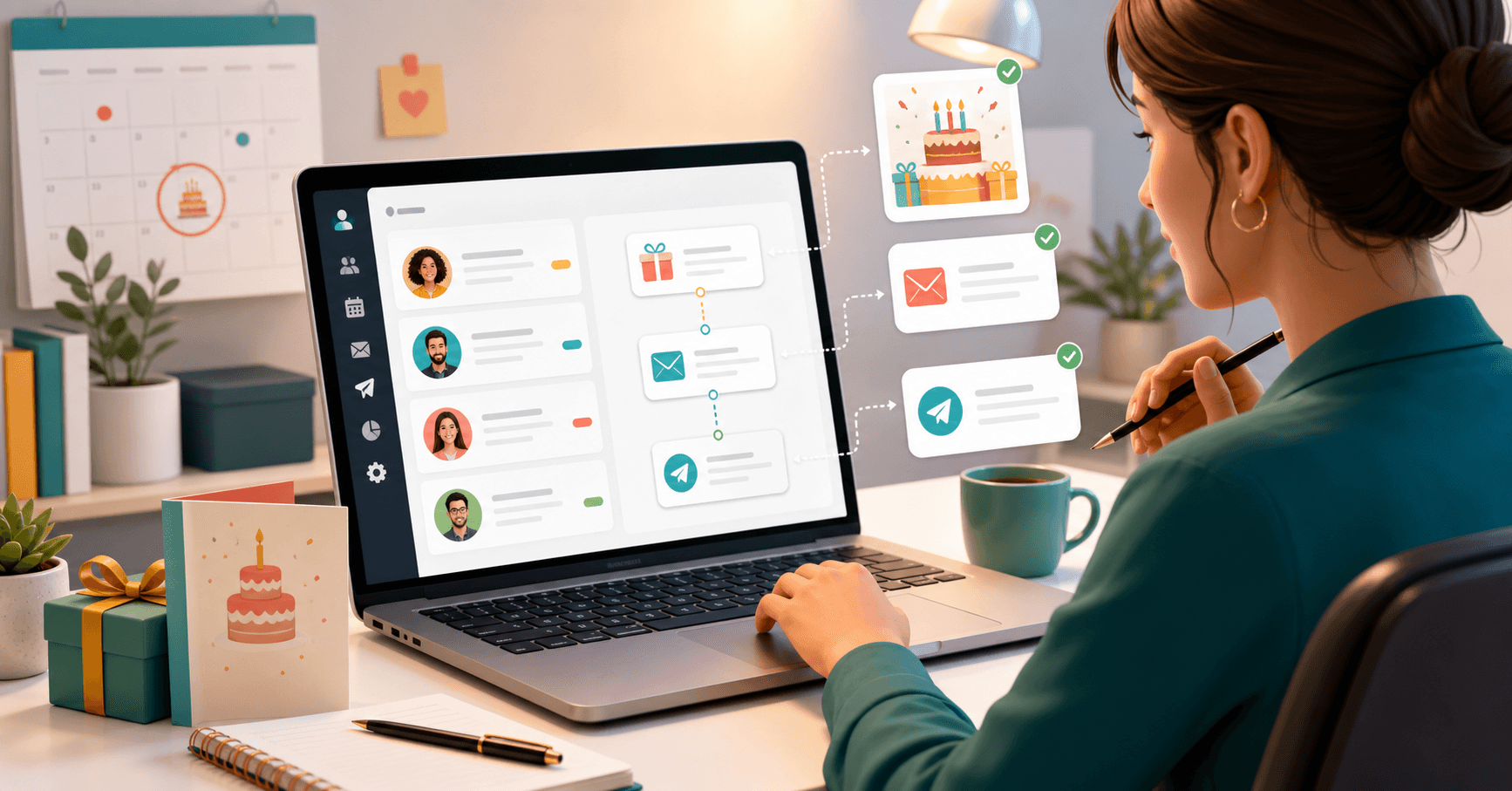 Professional setting automated birthday messages for clients inside a simple CRM