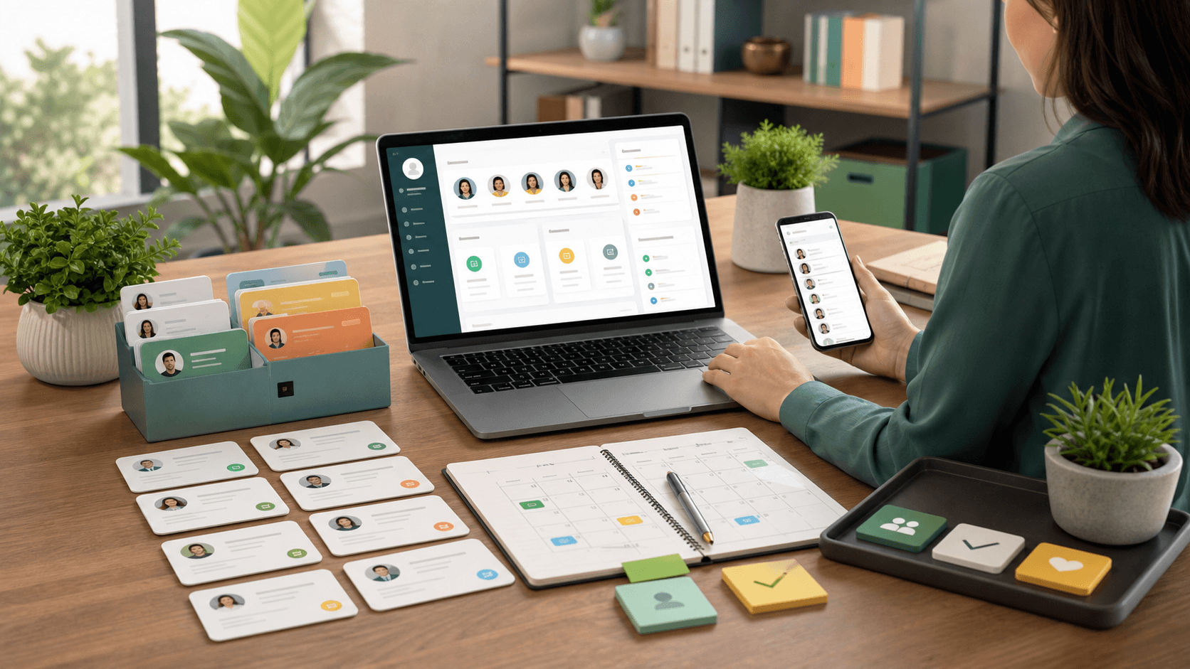 Pequeno negócio usando CRM para pequenas empresas para organizar clientes, tarefas e datas importantes